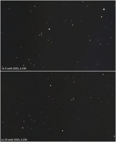 Déplacement de Pluton entre le 5 et le 10 août